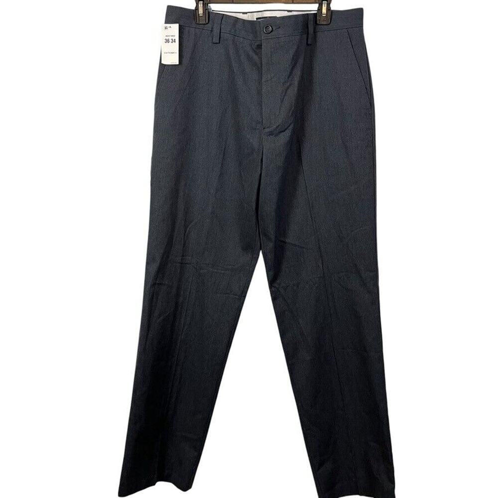 Dockers Mens Standad Easy Khaki Classic Fit Flat Front Gray Pants sz 36 x 34